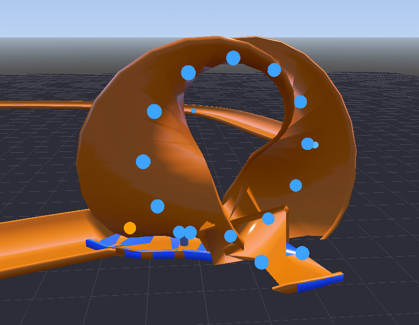 A broken 3D loop that twists violently and flattens at the very top